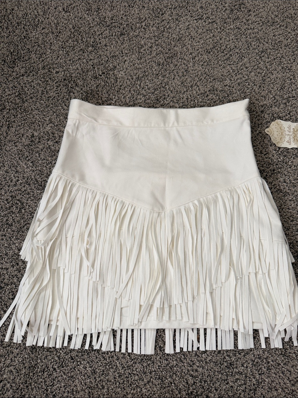 Altar'd State White Fringe Tiered Mini Skirt